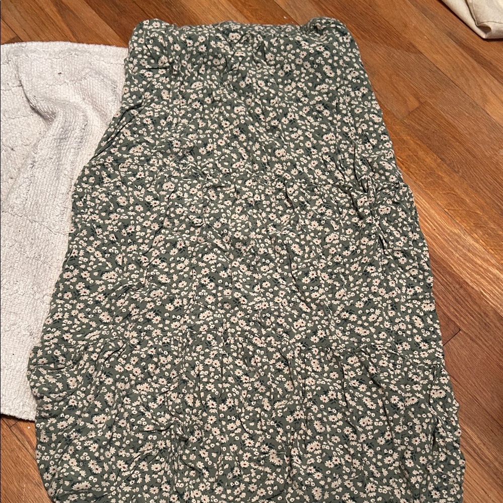 American Eagle Outfitters Floral Maxi Skirt in Green and White